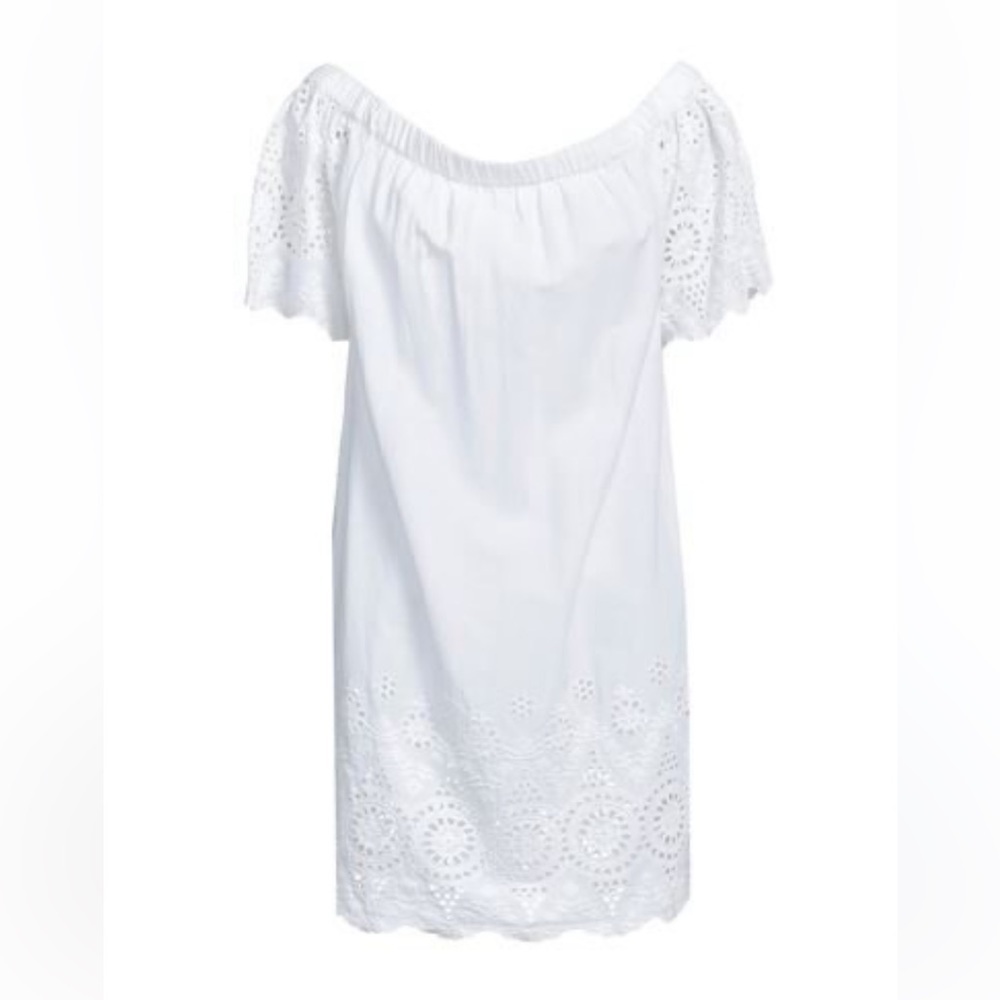Lauren Ralph Lauren white off shoulder eyelet mini dress  small summer v…